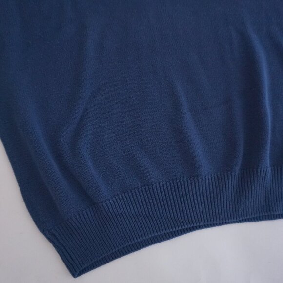 Vintage Denver Hayes Blue 50% Cotton Fine Knit V-Neck Sweater XL - Picture 6 of 10